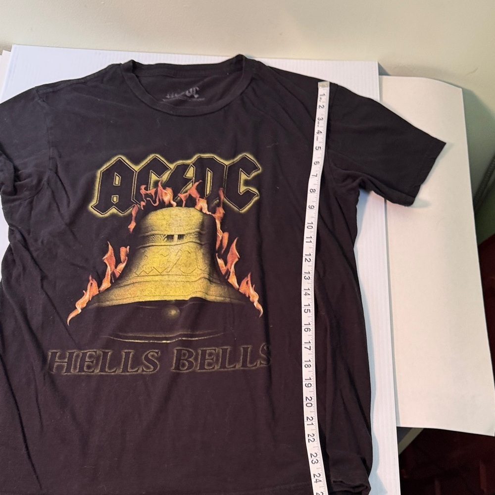 AC/DC Black Tee with Hells Bells and Flames Graphic - Picture 7 of 7